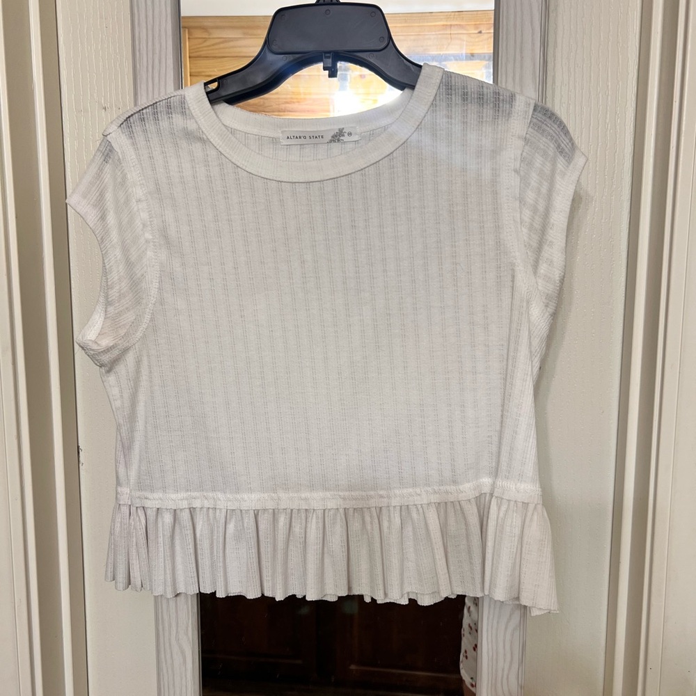 Altar'd State Cream Ribbed Top